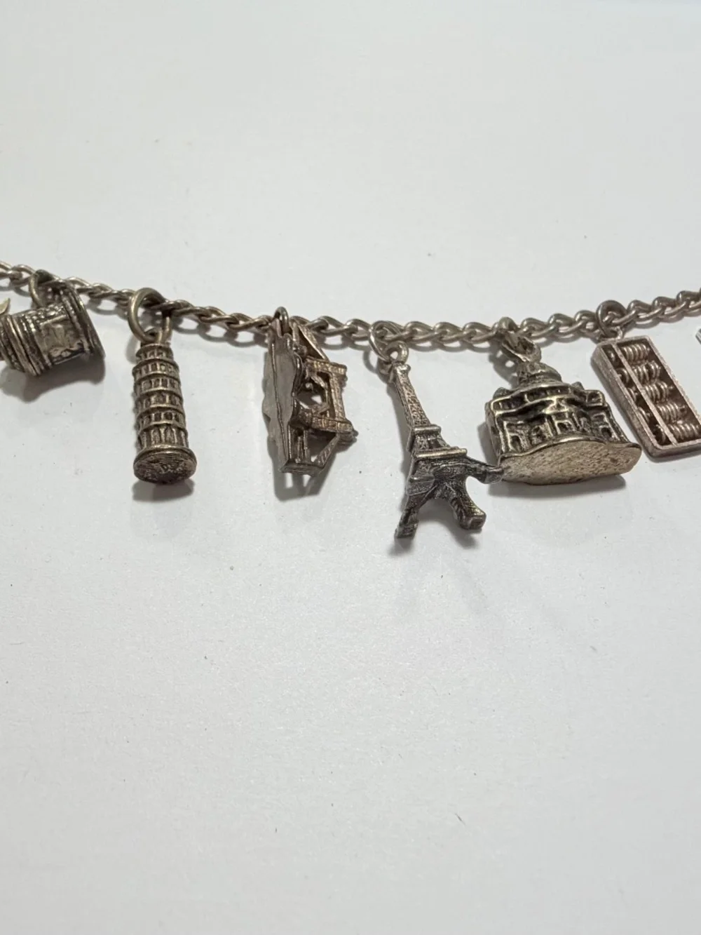 Vintage Silver-Tone Travel Charm Bracelet